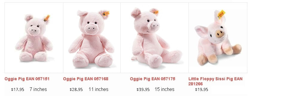 Piglet washable teddy 28cm EAN 057168 Steiff Soft Cuddly Friends Oggie Pig 